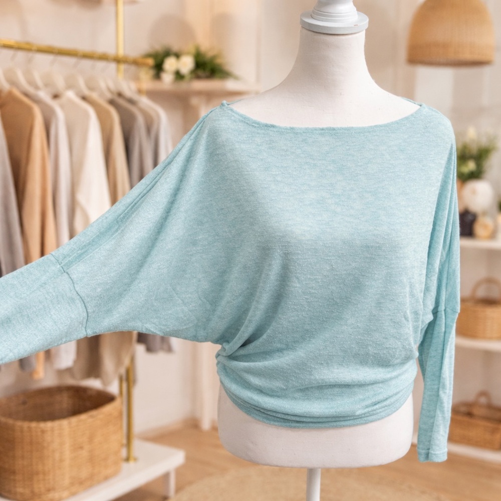 White Birch Dolman Sleeve Sweater Small Heathered Mint Lightweight